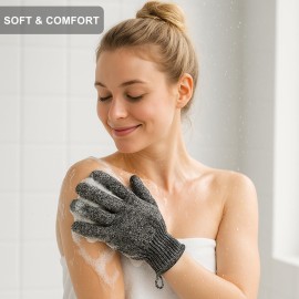 Exfoliating Gloves with Hanging Loop - 1 Pair Bamboo Charcoal Bath/Shower Gloves, Bath Gloves for Shower Exfoliating and Ingrown Hair/Dead Skin Remover - Bamboo Charcoal - Exfoliator Mitt Scrub Gloves Exfoliating Gloves with Hanging Loop - 1 Pair Bamboo Charcoal Bath/Shower Gloves, Bath Gloves for Shower Exfoliating and Ingrown Hair/Dead Skin Remover - Bamboo Charcoal - Exfoliator Mitt Scrub Gloves