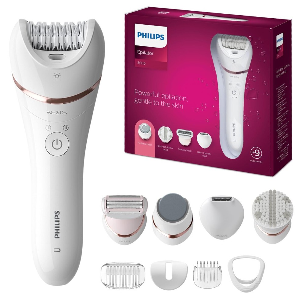 Philips Beauty Epilator Series 8000 5 in 1 Shaver for Women, Trimmer, Pedicure & Body Exfoliator + 9 Accessories, BRE740/14 Philips Beauty Epilator Series 8000 5 in 1 Shaver for Women, Trimmer, Pedicure & Body Exfoliator + 9 Accessories, BRE740/14
