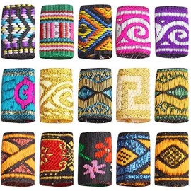 Dreadlock Beads,15 Pcs Fabric Dreadlock Bead Cloth Braiding Hair Accessories Colorful Hair Tube Beads for Braiding Hair Decoration