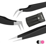 SIVOTE Lash Tweezers for Eyelash Extensions for Volume, Isolation & Classic Lashes, 3 Pack, Black