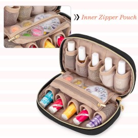 LUXJA Nail Polish Case - Holds 10 Bottles (15ml - 0.5 fl.oz), Nail Polish Organizer with Zipper Pockets (Bag Only), Black