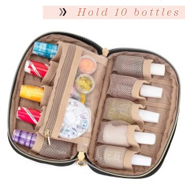LUXJA Nail Polish Case - Holds 10 Bottles (15ml - 0.5 fl.oz), Nail Polish Organizer with Zipper Pockets (Bag Only), Black