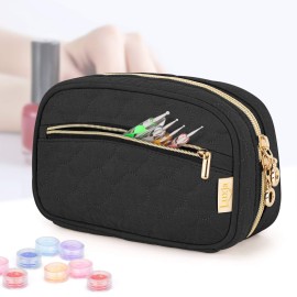LUXJA Nail Polish Case - Holds 10 Bottles (15ml - 0.5 fl.oz), Nail Polish Organizer with Zipper Pockets (Bag Only), Black