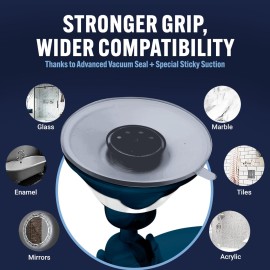 MIRRORVANA Fogless Shower Mirror for Shaving with Upgraded Suction, Anti Fog Shatterproof Surface and 360 Swivel, 6.3 x 6.3 (Blue)