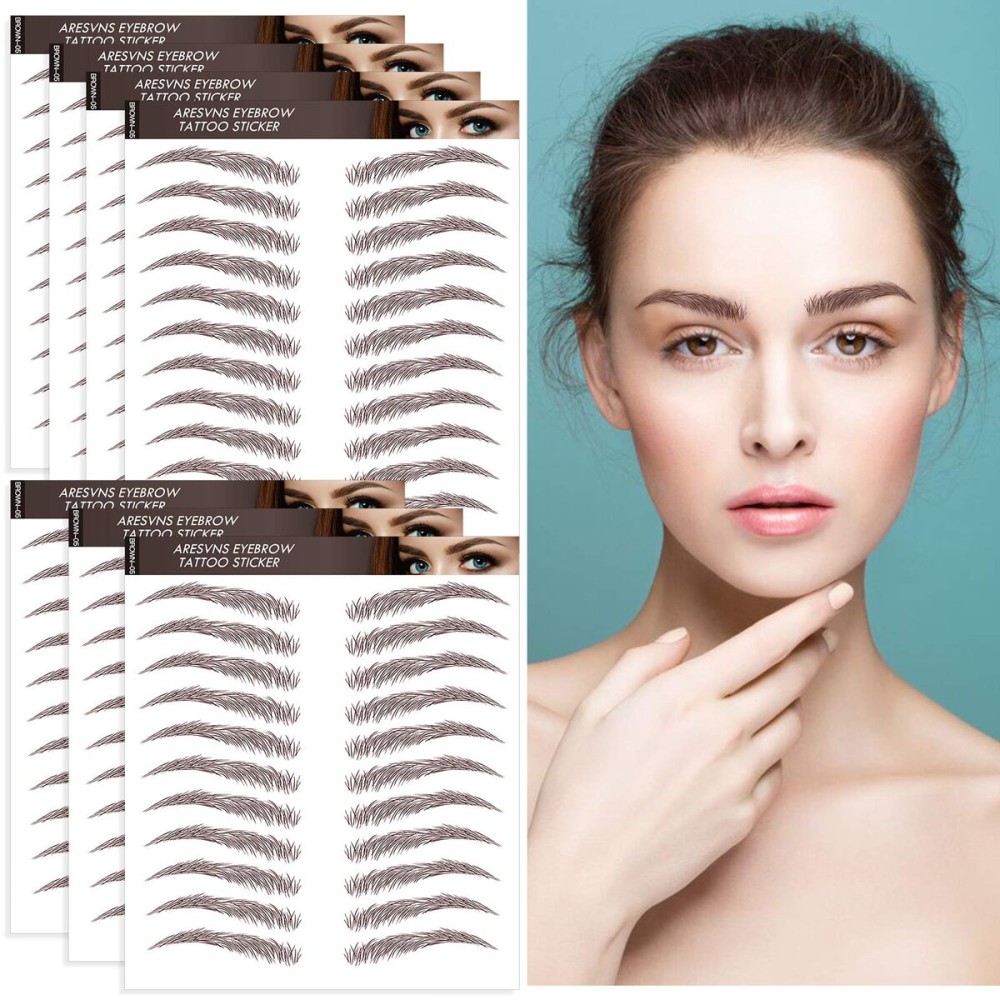 Aresvns Eyebrow Tattoo Sticker 77 Pairs!4D Fake Eyebrows,Popular Reddish Brown (Chocolate color) Eyebrow Transfers Sticker,Suitable Sizes,Waterproof and Long-Lasting 4-6 Days