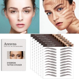 Aresvns Eyebrow Tattoo Sticker 77 Pairs!4D Fake Eyebrows,Popular Reddish Brown (Chocolate color) Eyebrow Transfers Sticker,Suitable Sizes,Waterproof and Long-Lasting 4-6 Days
