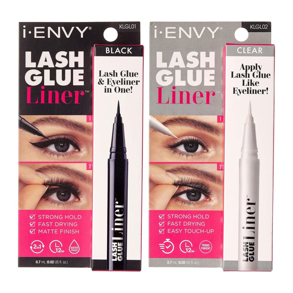 i-ENVY 2 in 1 Lash Glue Liner, Eyelash Adhesive & Eyeliner in One (0.02 Oz), Quick Precise Application, Fast Drying Matte Finish, Strong Hold for Lash Cluster, Strip Lash Extension (Black & Clear) i-ENVY 2 in 1 Lash Glue Liner, Eyelash Adhesive & Eyeliner in One (0.02 Oz), Quick Precise Application, Fast Drying Matte Finish, Strong Hold for Lash Cluster, Strip Lash Extension (Black & Clear)