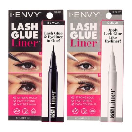 i-ENVY 2 in 1 Lash Glue Liner, Eyelash Adhesive & Eyeliner in One (0.02 Oz), Quick Precise Application, Fast Drying Matte Finish, Strong Hold for Lash Cluster, Strip Lash Extension (Black & Clear) i-ENVY 2 in 1 Lash Glue Liner, Eyelash Adhesive & Eyeliner in One (0.02 Oz), Quick Precise Application, Fast Drying Matte Finish, Strong Hold for Lash Cluster, Strip Lash Extension (Black & Clear)
