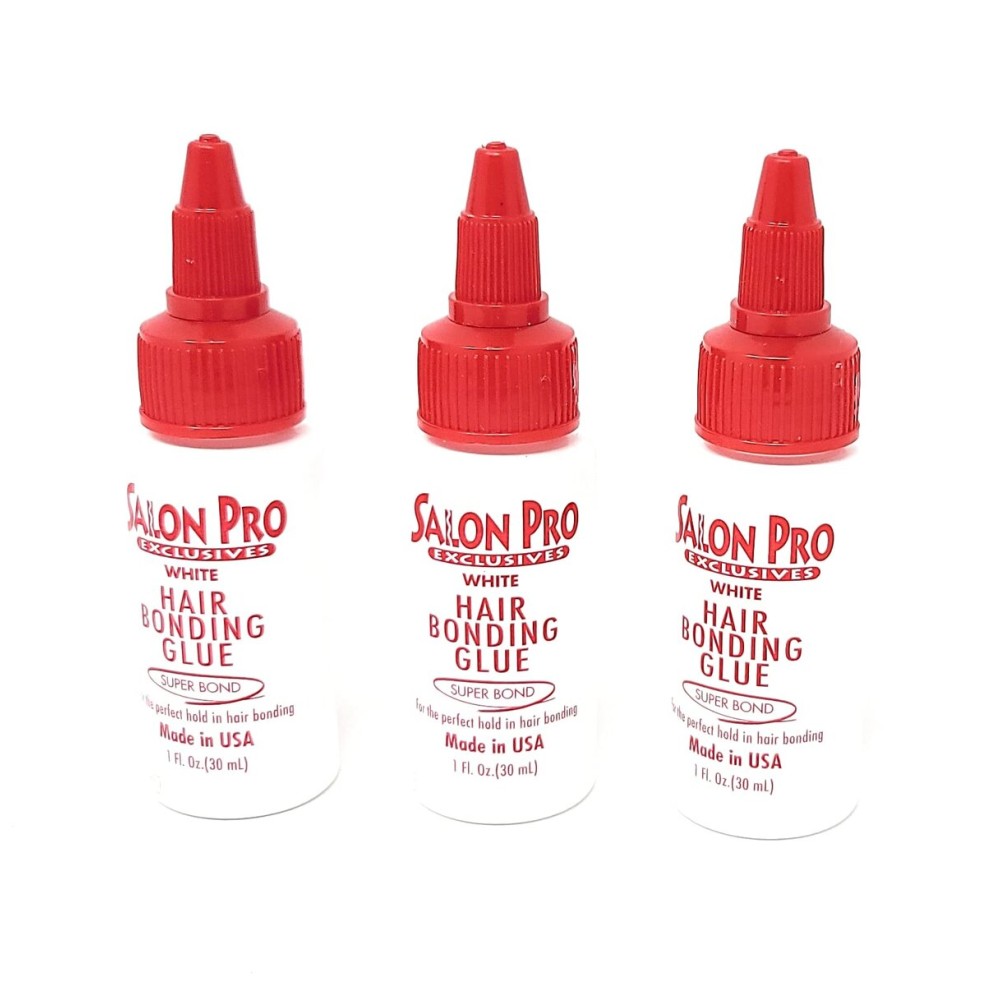 Salon Pro White Hair Bonding Glue [Super Bond] 1 Oz,Pack of 3