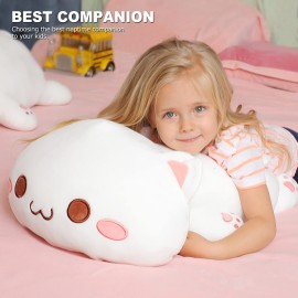 Onsoyours Cute Kitten Plush Toy 25.5 Stuffed Animal Pet Kitty Soft Anime Cat Large Plush Pillow for Kids (White A, 25.5)