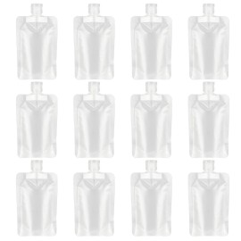 YASUOA 12 Pieces 100ml Leakproof Travel Pouches for toiletries Bulk Travel Size Refillable Squeeze Pouches Containers TSA Approved Empty Stand Up Pouch for Lotion Shampoo Liquids 3.4oz