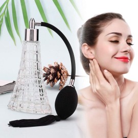 Perfume Atomisers Bottles Vintage Perfume Bottle, Refillable Glass Bottle with Antique Black Bulb Sprayer and Tassel, 75ml Perfume Atomisers Bottles Vintage Perfume Bottle, Refillable Glass Bottle with Antique Black Bulb Sprayer and Tassel, 75ml