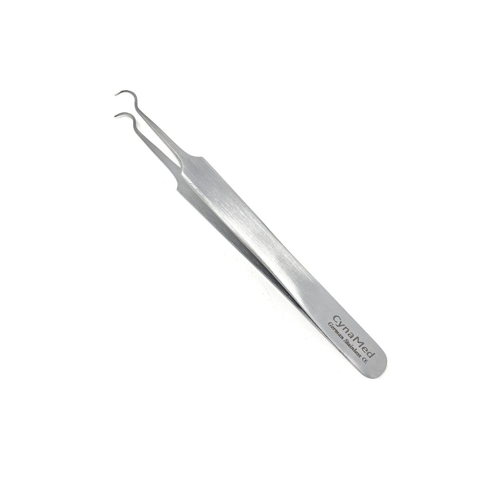 Blackhead Tweezer - Professional Curved Steel Tip Surgical Comedone & Splinter Extractor. Ideal Blemish & Acne Remover Tool Means Flawless Facial Skin (Stainless Steel)