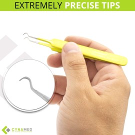 Blackhead Tweezer - Professional Curved Steel Tip Surgical Comedone & Splinter Extractor. Ideal Blemish & Acne Remover Tool Means Flawless Facial Skin (Yellow)