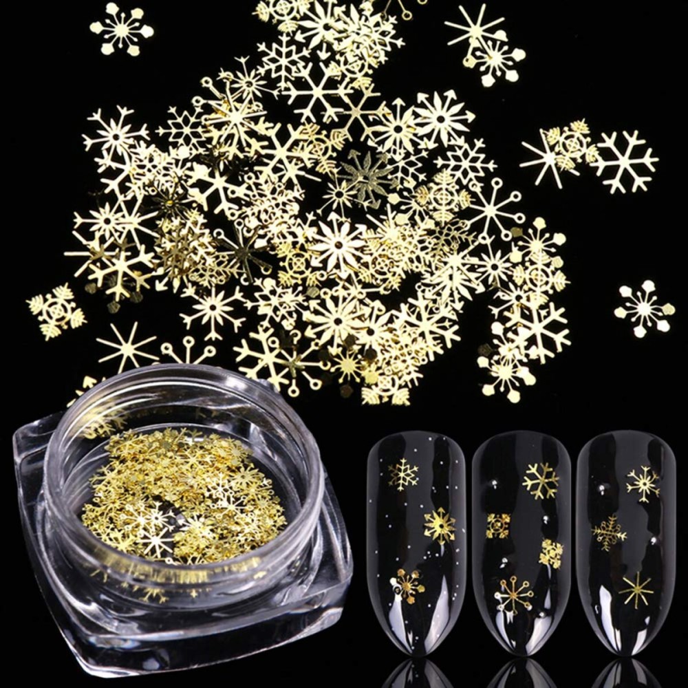 Snowflakes Glitter Decals Christmas Gold Stickers Winter Sequins Paillette 3D Sparkly Flakes Holographic Nail Supplies Decorations Accessories Manicure 1 Box Snowflakes Glitter Decals Christmas Gold Stickers Winter Sequins Paillette 3D Sparkly Flakes Holographic Nail Supplies Decorations Accessories Manicure 1 Box