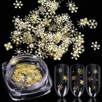 Snowflakes Glitter Decals Christmas Gold Stickers Winter Sequins Paillette 3D Sparkly Flakes Holographic Nail Supplies Decorations Accessories Manicure 1 Box