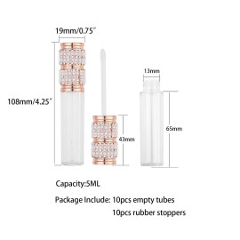 AJLTPA 10 Pack Pearl Diamond Lip Gloss Wand Tubes, 5ml Empty Lip Gloss Containers, Lipgloss Lip Balm Bottles with Rubber Stoppers for Lip Gloss Balm Cosmetic Business (Pearl Diamond) AJLTPA 10 Pack Pearl Diamond Lip Gloss Wand Tubes, 5ml Empty Lip Gloss Containers, Lipgloss Lip Balm Bottles with Rubber Stoppers for Lip Gloss Balm Cosmetic Business (Pearl Diamond)