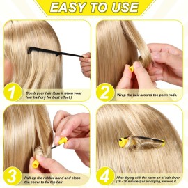 WILLBOND 80 Pieces Hair Perm Rods Set Cold Wave Rods Hair Rollers Plastic Perming Curlers for Hairdressing Styling(0.28 Inch,Yellow)