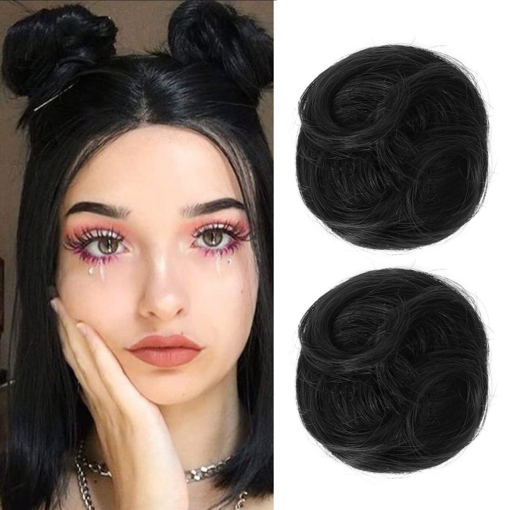 REECHO 2 PCS Mini Claw Clip in Messy & Cat Ears Hair Bun Extensions HB001 Wig Accessory Updo Hairpieces for Women Girls (Pack of 2-3.5 Wavy, Natural Black) REECHO 2 PCS Mini Claw Clip in Messy & Cat Ears Hair Bun Extensions HB001 Wig Accessory Updo Hairpieces for Women Girls (Pack of 2-3.5 Wavy, Natural Black)