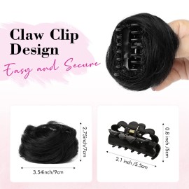 REECHO 2 PCS Mini Claw Clip in Messy & Cat Ears Hair Bun Extensions HB001 Wig Accessory Updo Hairpieces for Women Girls (Pack of 2-3.5 Wavy, Natural Black) REECHO 2 PCS Mini Claw Clip in Messy & Cat Ears Hair Bun Extensions HB001 Wig Accessory Updo Hairpieces for Women Girls (Pack of 2-3.5 Wavy, Natural Black)