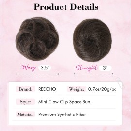 REECHO 2 PCS Mini Claw Clip in Messy & Cat Ears Hair Bun Extensions HB001 Wig Accessory Updo Hairpieces for Women Girls (Pack of 2-3.5 Wavy, Natural Black) REECHO 2 PCS Mini Claw Clip in Messy & Cat Ears Hair Bun Extensions HB001 Wig Accessory Updo Hairpieces for Women Girls (Pack of 2-3.5 Wavy, Natural Black)