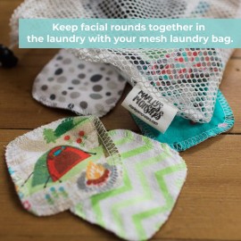 Marley\'s Monsters Facial Rounds 20 Count Pack + Laundry Bag - Soft and Reusable Organic Cotton Rounds (Organic Natural)