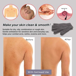 MIG4U Shower Exfoliating Scrub Gloves Medium to Heavy Bathing Gloves Body Wash Dead Skin Removal Deep Cleansing Sponge Loofah for Women and Men 1 Pair Gray