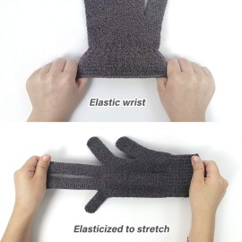 MIG4U Shower Exfoliating Scrub Gloves Medium to Heavy Bathing Gloves Body Wash Dead Skin Removal Deep Cleansing Sponge Loofah for Women and Men 1 Pair Gray