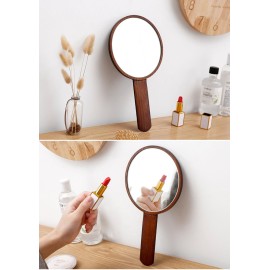 TOF&HAMY Handheld Mirror with Handle, Hand Held HD Mirror Wooden Frame, Salon Hairdresser Plain Mirror Retro Style, Cosmetic Salon Makeup Hand Mirror for Professional Barbers,A