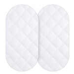 Yoofoss Waterproof Bassinet Mattress Pad Cover 2 Pack Fit for Hourglass/Oval Bassinet Mattress, Baby Bassinet Mattress Protector for Boys and Girls 32X16in White