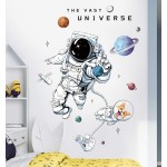 ROFARSO Astronaut Wall Stickers Planet Space Corgi Dog DIY Vinyl Removable Large Wall Decals Art Decorations Decor for Kids Boys Bedroom Living Room Playing Room Murals