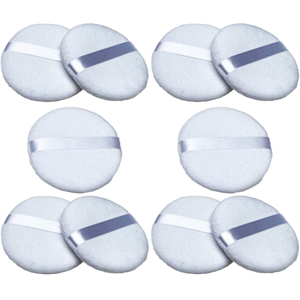 Powder Puffs - Extra Large Jumbo 4.5 - 100% Pure Cotton Soft Fluffy Washable Puff for Makeup Face Body Loose Powder Foundation (10-Pack, White 4.5)