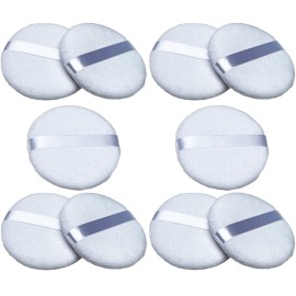Powder Puffs - Extra Large Jumbo 4.5 - 100% Pure Cotton Soft Fluffy Washable Puff for Makeup Face Body Loose Powder Foundation (10-Pack, White 4.5)