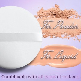 Powder Puffs - Extra Large Jumbo 4.5 - 100% Pure Cotton Soft Fluffy Washable Puff for Makeup Face Body Loose Powder Foundation (10-Pack, White 4.5)