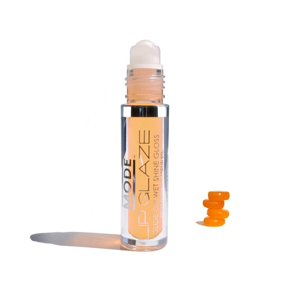 MODE Lip Glaze Flavored Lip Gloss BUTTERSCOTCH Delicious Yummy Flavor, Roll On Sweet Wet Nourishing Shine, Hydrating Moisturizing Natural Skincare Fruit Oils, Made in NY USA