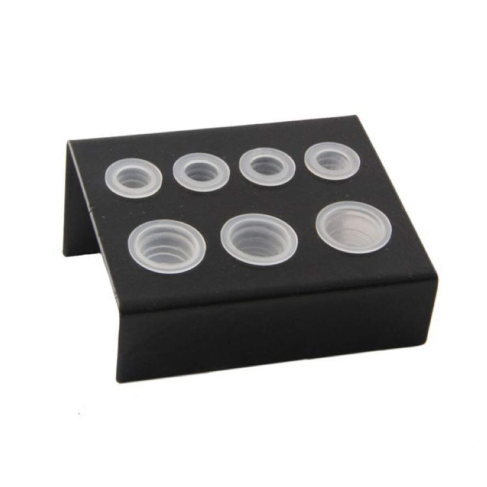 2Pcs Professional Tattoo Ink Cup Holder Stand 7 Holes Tattoo Pigment Cup Caps Holder Container Stand Tattoo Accessories for Color Mixing Tattoo Ink Mixing Holder Pigment Bracket,Black