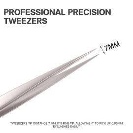 Pretty memory Pointed Tweezers for Eyelash Extensions, Stainless Steel Precision Straight Tip Lash tweezers for Isolation and Individual Lashes, Silver Pretty memory Pointed Tweezers for Eyelash Extensions, Stainless Steel Precision Straight Tip Lash tweezers for Isolation and Individual Lashes, Silver