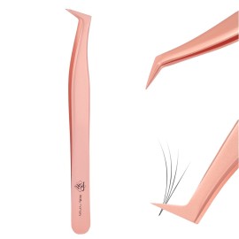Pretty memory Volume Lash Tweezers,Stainless Steel Eyelash Extension Tweezers, Professional Precision Mega Curved Angled Tweezer, Rose Gold Pretty memory Volume Lash Tweezers,Stainless Steel Eyelash Extension Tweezers, Professional Precision Mega Curved Angled Tweezer, Rose Gold