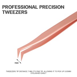 Pretty memory Volume Lash Tweezers,Stainless Steel Eyelash Extension Tweezers, Professional Precision Mega Curved Angled Tweezer, Rose Gold Pretty memory Volume Lash Tweezers,Stainless Steel Eyelash Extension Tweezers, Professional Precision Mega Curved Angled Tweezer, Rose Gold