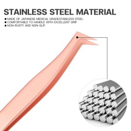 Pretty memory Volume Lash Tweezers,Stainless Steel Eyelash Extension Tweezers, Professional Precision Mega Curved Angled Tweezer, Rose Gold Pretty memory Volume Lash Tweezers,Stainless Steel Eyelash Extension Tweezers, Professional Precision Mega Curved Angled Tweezer, Rose Gold