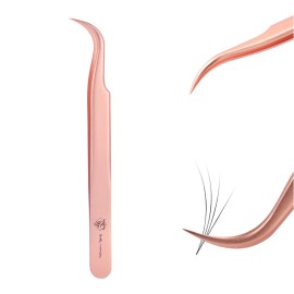 Pretty memory Pointed Tweezers, Straight Lash Tweezers for Eyelash Extensions, Precision Stainless Steel Fine Tip Eyelash Extension Tweezers with White Tweezer Bag, Rose Gold Pretty memory Pointed Tweezers, Straight Lash Tweezers for Eyelash Extensions, Precision Stainless Steel Fine Tip Eyelash Extension Tweezers with White Tweezer Bag, Rose Gold