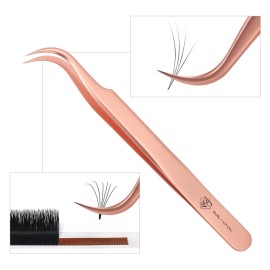 Pretty memory Pointed Tweezers, Straight Lash Tweezers for Eyelash Extensions, Precision Stainless Steel Fine Tip Eyelash Extension Tweezers with White Tweezer Bag, Rose Gold Pretty memory Pointed Tweezers, Straight Lash Tweezers for Eyelash Extensions, Precision Stainless Steel Fine Tip Eyelash Extension Tweezers with White Tweezer Bag, Rose Gold