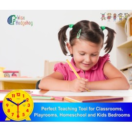WISE HEDGEHOG Kids Telling Time Practice Learning Clock, 4 Inch Size Teaching Handheld Analog Clock, Geared Movement Makes Fingers Move Like Real Clocks, for School Classrooms and Homeschool Supplies