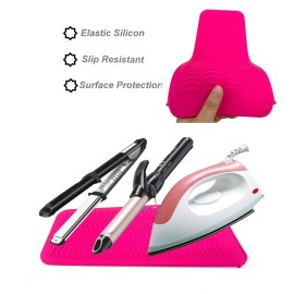 AFT90 Heat Resistant Silicone Mat Pouch and Glove for Curling Irons, Hair Straightener, Flat Irons and Hair Styling Tools 11.5 x 6, Food Grade Silicone, Pink
