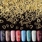 PAGOW 1000pcs 3D Gold Heart Nail Art Metal Charm Kit Love Small Metallic DIY Studs Sequins Valentine Decoration Spring Summer Accessories Gift for Women Girl(5/6mm)