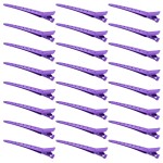 24 Packs Duck Bill Clips, Bantoye 3.35 Inches Rustproof Metal Alligator Curl Clips with Holes for Hair Styling, Hair Coloring, Purple