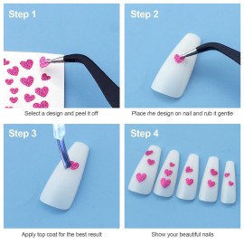 PAGOW 16 Sheets Heart Nail Stickers, 8 Colors Glitter Love Nail Decals Design, Self-Adhesive Nail Art Supplies for Valentine\'s Day, Manicure, Phone Cases, Card Making, DIY Decoration PAGOW 16 Sheets Heart Nail Stickers, 8 Colors Glitter Love Nail Decals Design, Self-Adhesive Nail Art Supplies for Valentine\'s Day, Manicure, Phone Cases, Card Making, DIY Decoration