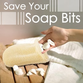 Linkidea 3 Pack Soap Bag, Exfoliating Soap Saver Pouch, Exfoliator Sponge Soap Pocket Drawstring Bags, Body Scrubber for Bath Shower (Three Random Color)