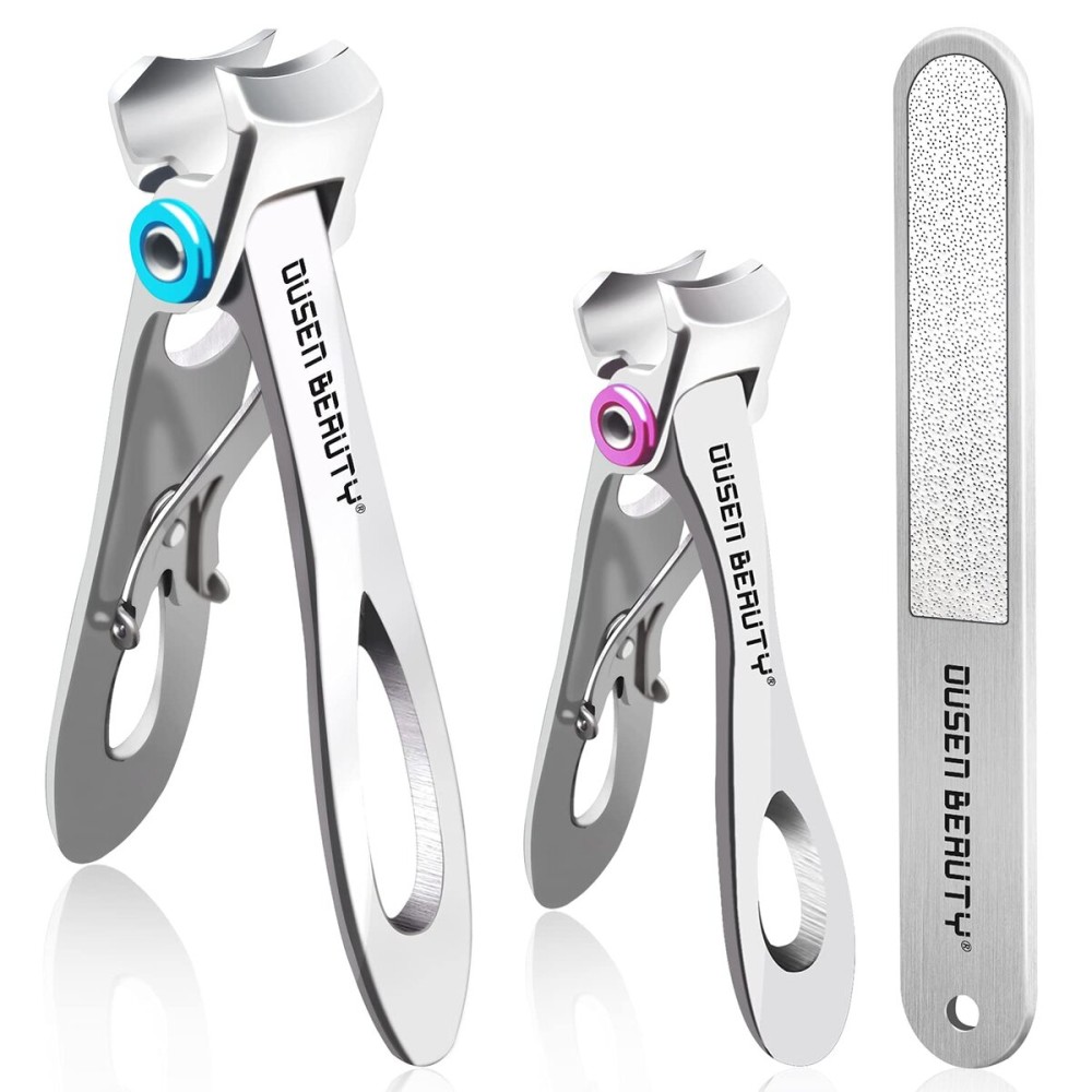 Nail Clippers for Thick Nails, Extra Wide Jaw Opening Nail Cutter for Hard Toenail, Stainless Steel Fingernail Big Toenail Trimmer with Nail File 3 Pcs Set for Large Toe Nail Seniors & Men & Women Nail Clippers for Thick Nails, Extra Wide Jaw Opening Nail Cutter for Hard Toenail, Stainless Steel Fingernail Big Toenail Trimmer with Nail File 3 Pcs Set for Large Toe Nail Seniors & Men & Women