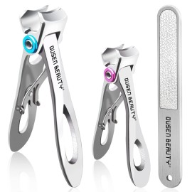 Nail Clippers for Thick Nails, Extra Wide Jaw Opening Nail Cutter for Hard Toenail, Stainless Steel Fingernail Big Toenail Trimmer with Nail File 3 Pcs Set for Large Toe Nail Seniors & Men & Women
